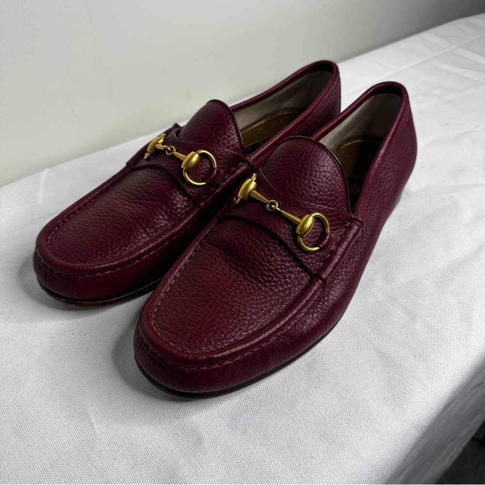 Gucci - Men’s Horsebit Authentic - Red Leather Vintage Loafer Shoes - Size 7 - Picture 10 of 10